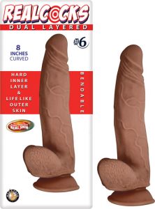 Real Cocks Dual Layered #6 - Brown Curved 8"