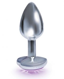 9's Silver Starter Heart Bejeweled Steel Plug Violet