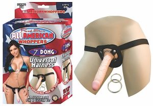 All American 7" Dong w/Universal Harness - Flesh