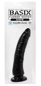 Basix Rubber Works 7" - Black Slim Dong w/Suction Cup