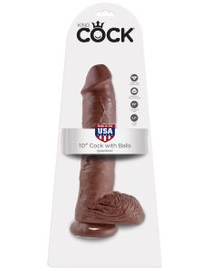 King Cock 10" Cock w/Balls - Brown