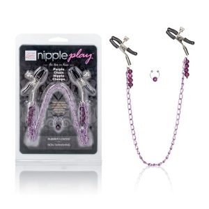 Nipple Play Clamps - Purple Chain