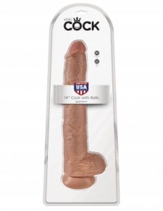 King Cock 14" Cock w/Balls Tan