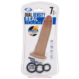 CLOUD 9 DUAL DENSITY DILDO TOUCH 7IN W/ NO BALLS TAN/ MOCHA