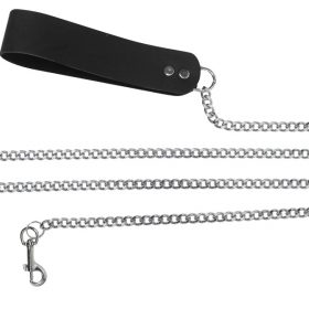 4FT CHAIN LEASH W/ LEATHER HANDLE
