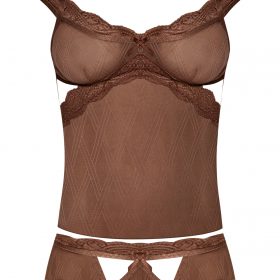 CARAMEL KISS CAMI & SPLIT CROTCH BOY SHORT CARAMEL 2XL
