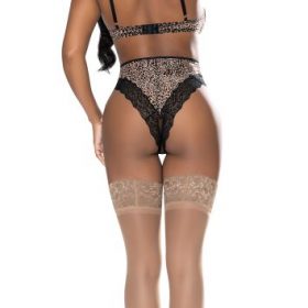 PURRFECT HALF CUP TEDDY W/ SPLIT CROTCH LEOPARD S/M