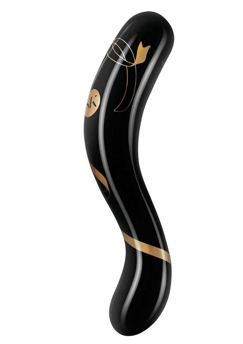 SECRET KISSES 7IN DOUBLE ENDED DILDO BLACK and GOLD picture