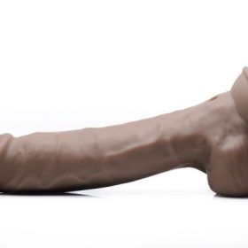 FLESHSTIXXX 8IN VIBRATING DILDO W/ BALLS DARK