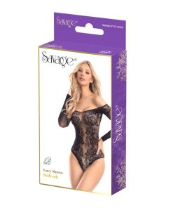LACY SLEEVE BODYSUIT BLACK