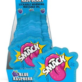 SMACK LICKABLE MASSAGE OIL 36 PC DISPLAY BLUE RASPBERRY