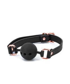 BONDAGE COUTURE BALL GAG BLACK W/ ROSE GOLD